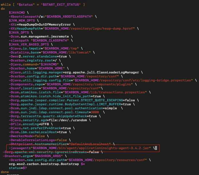 Adding the JVM argument