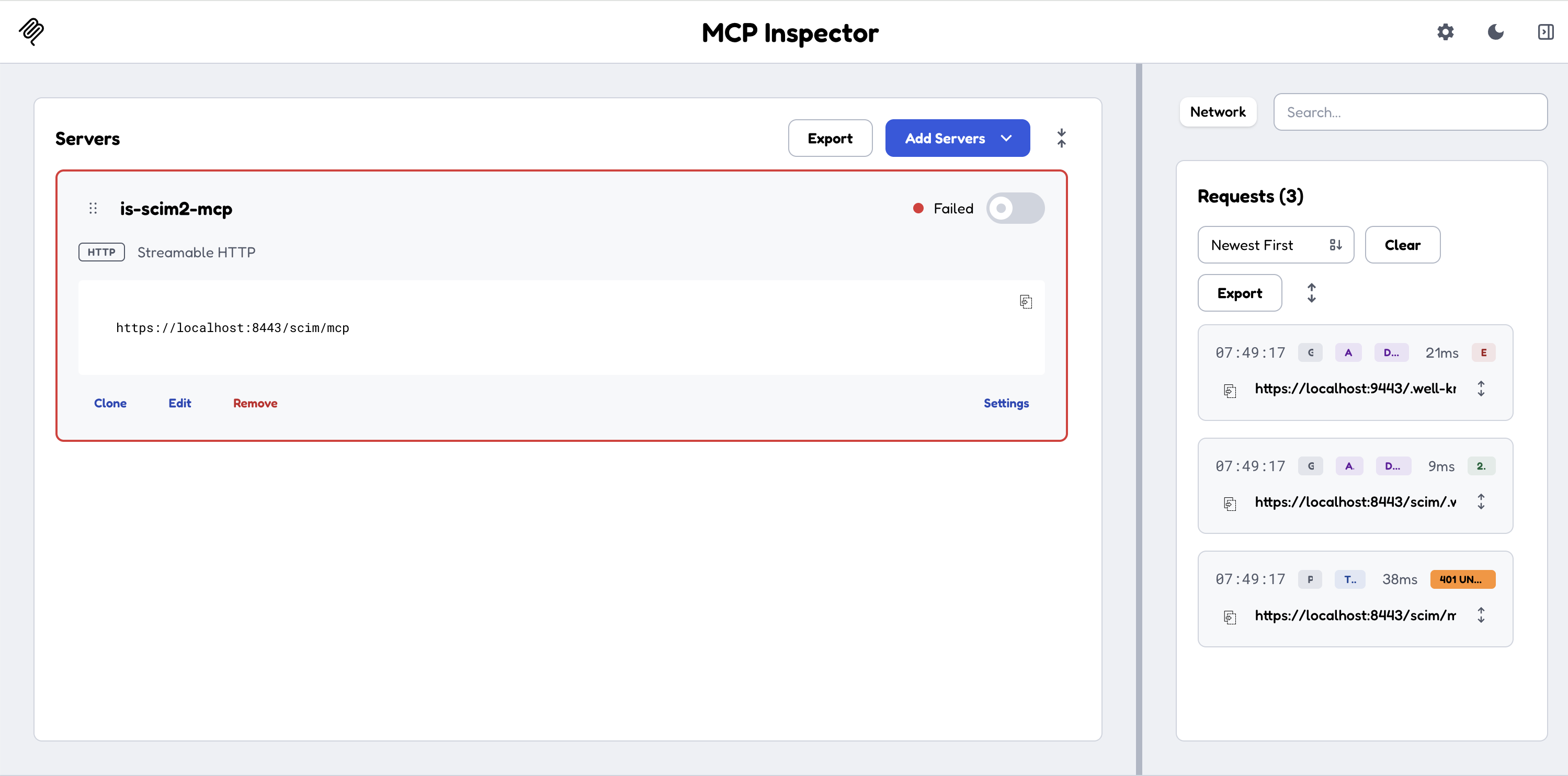 No token: 401 with the WWW-Authenticate challenge
